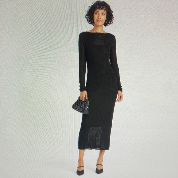 (Reduced Price!!!) Women's Long Sleeve Sheer Maxi  Dress - A New Day Black - Picture 3 of 9